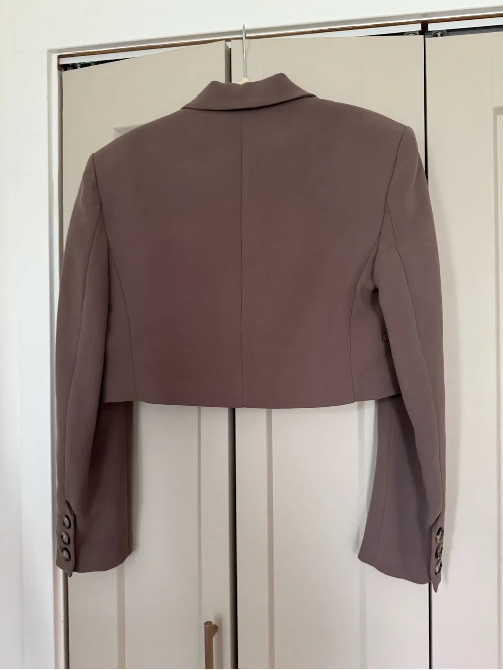 ZARA Cropped Blazer in Taupe Brown